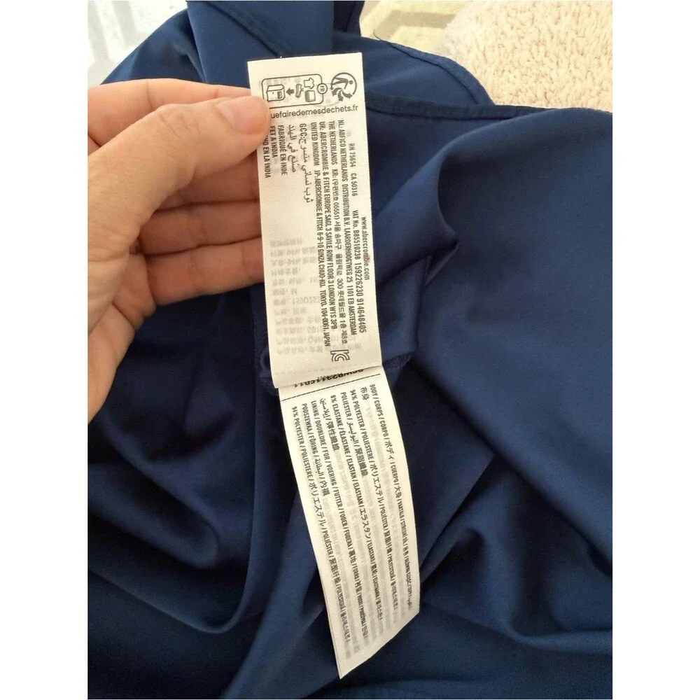 Abercrombie & Fitch Split Knot Draped Skirt Maxi Satin Dress in Navy M NWOT